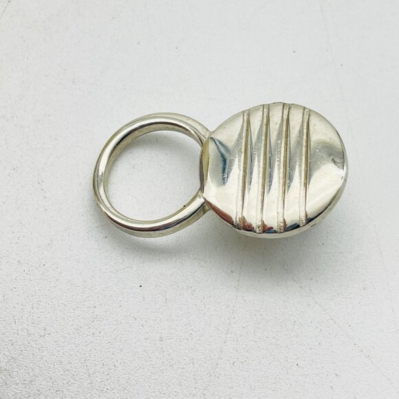Modern Silver Tone Brooch Circle Ring Minimalist Geometric Statement Eyeglass - Picture 4 of 6